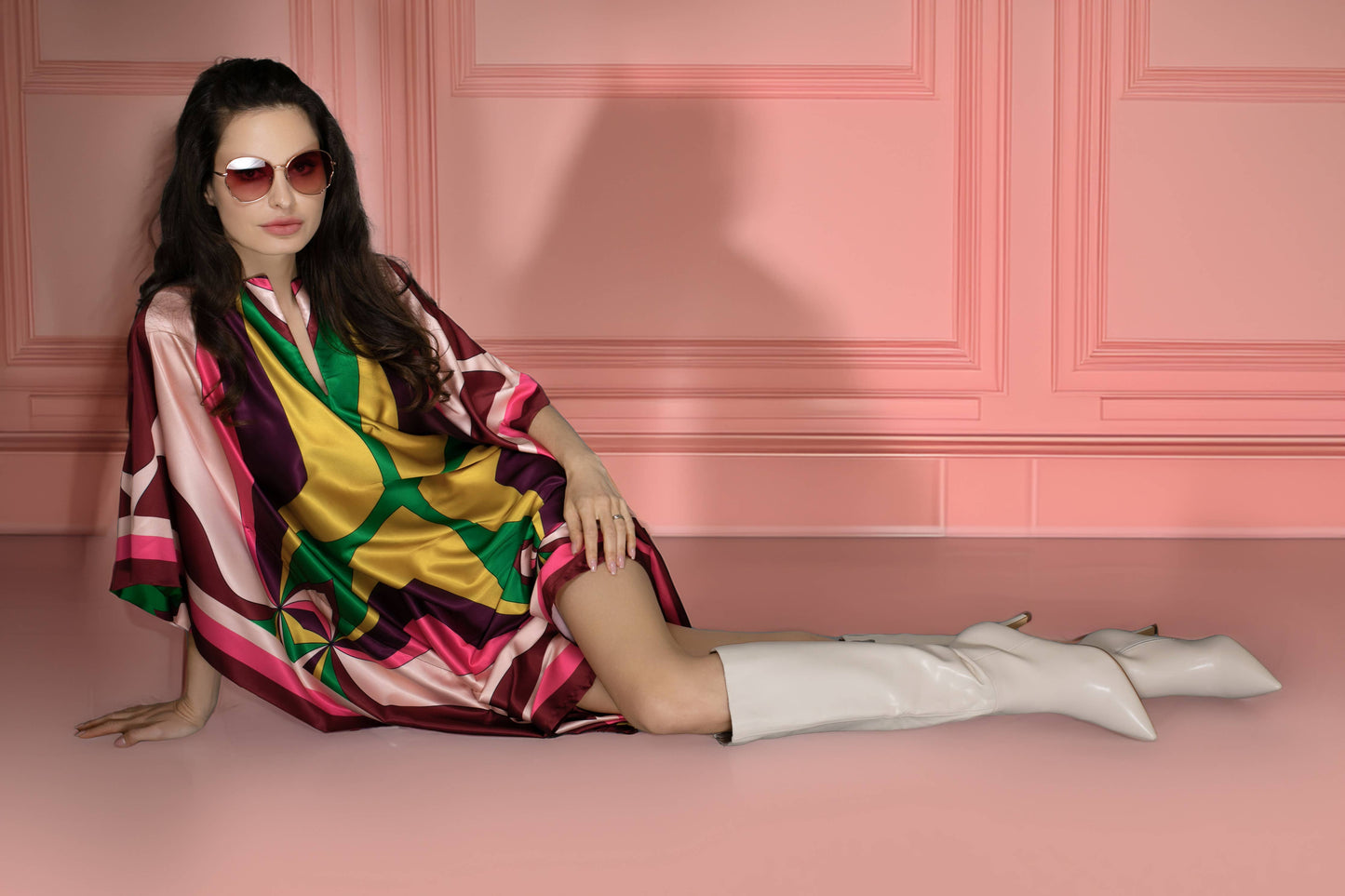 Kaftan Dress - Pink Abstract