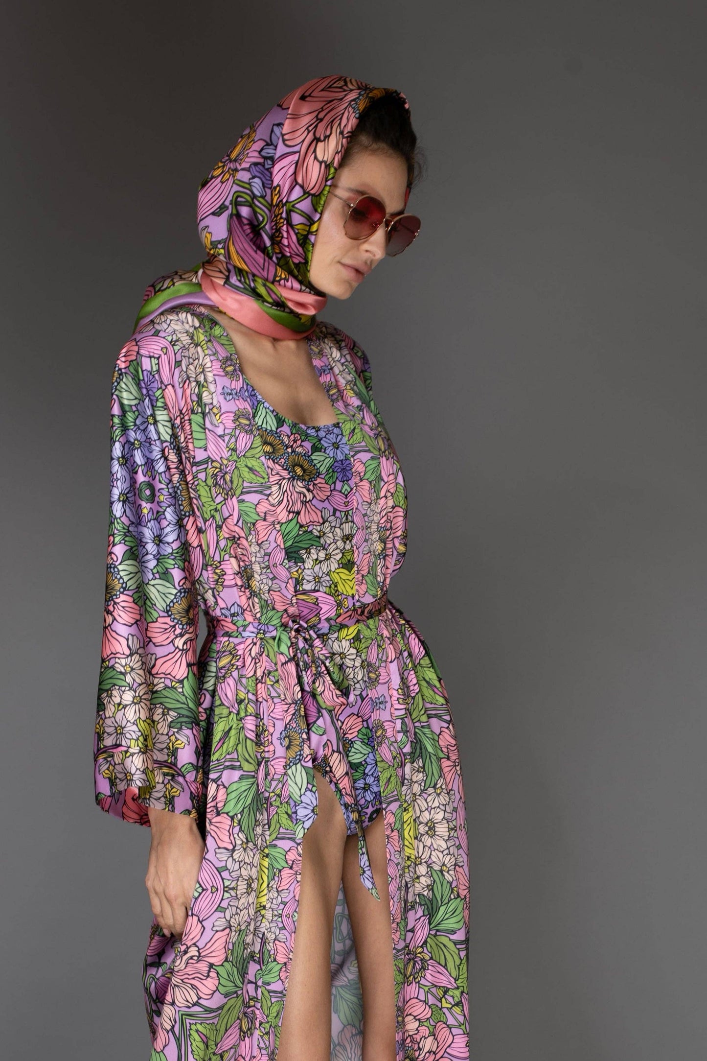 One Piece Swim - Floral Lilac