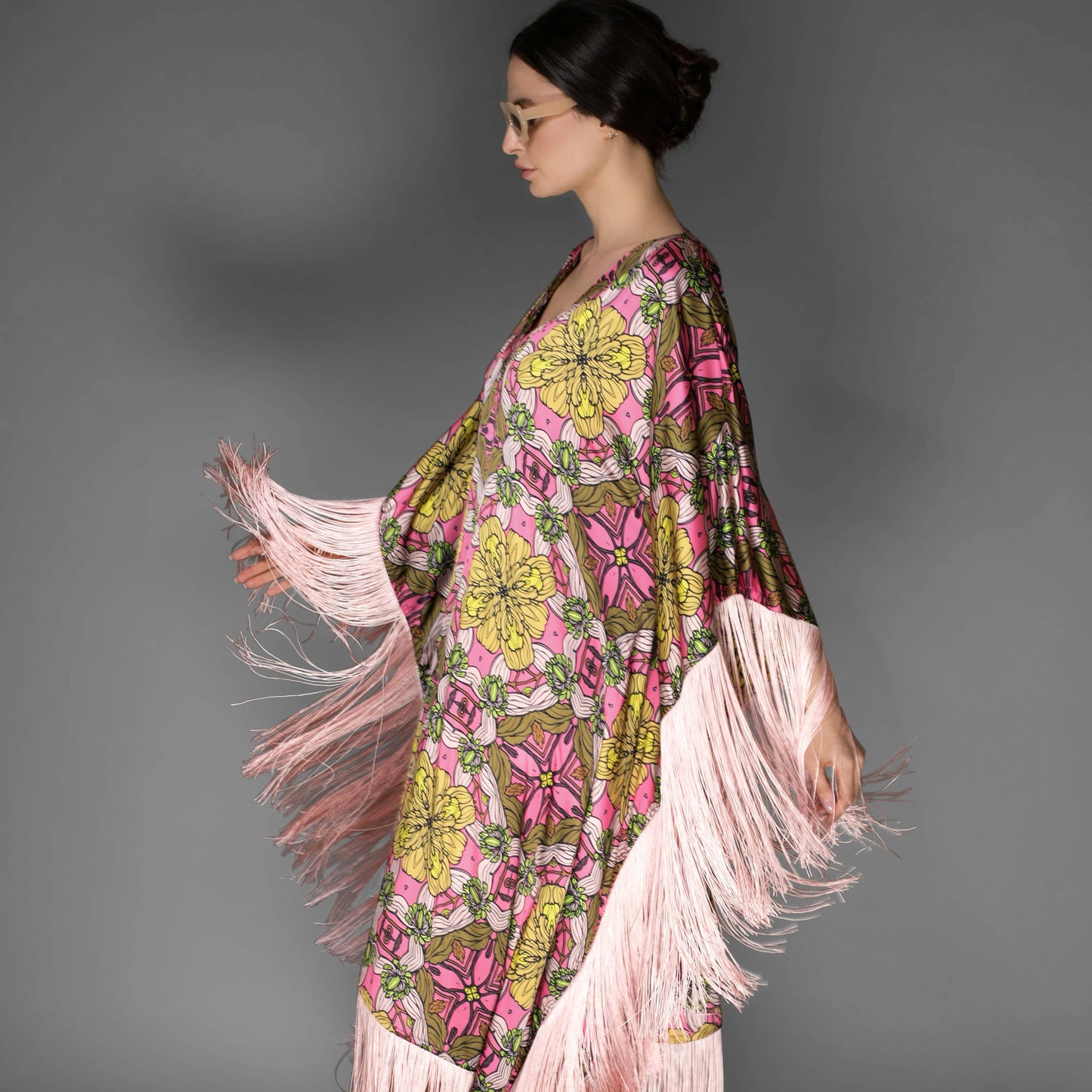 Kaftan Dress - Pink fringe