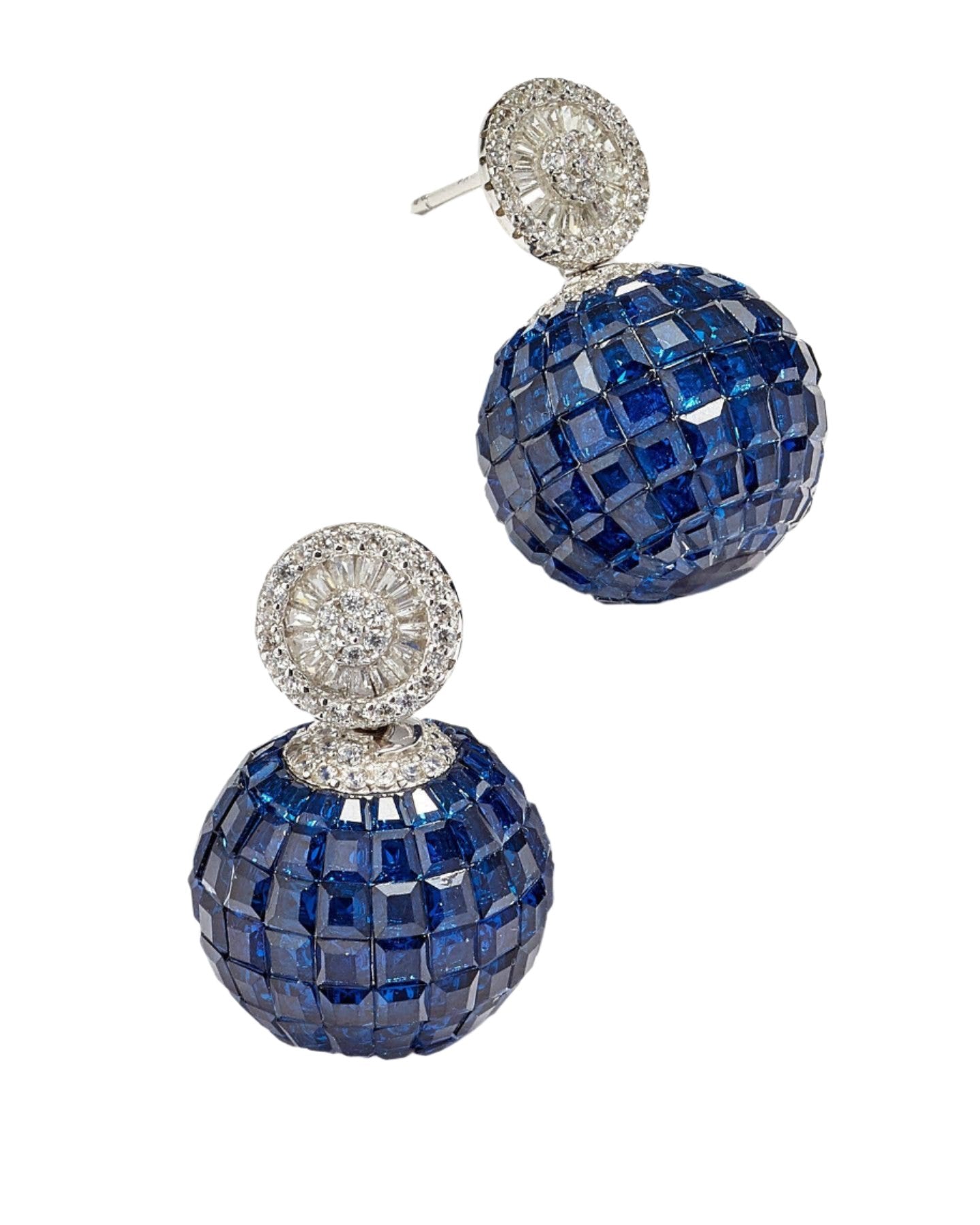Crystal Ball Earrings - Emerald, Ruby and Sapphire