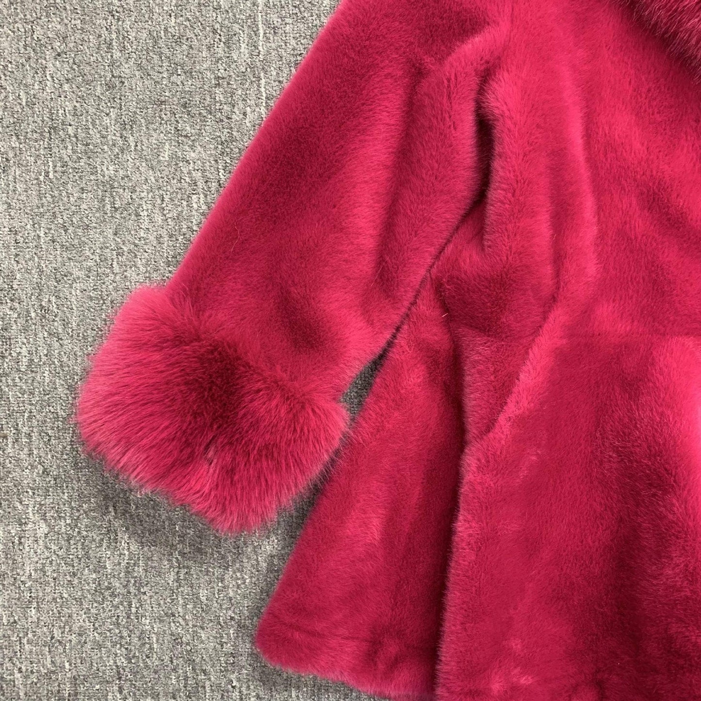 Mid-Length Faux Mink Fur Coat - Pink