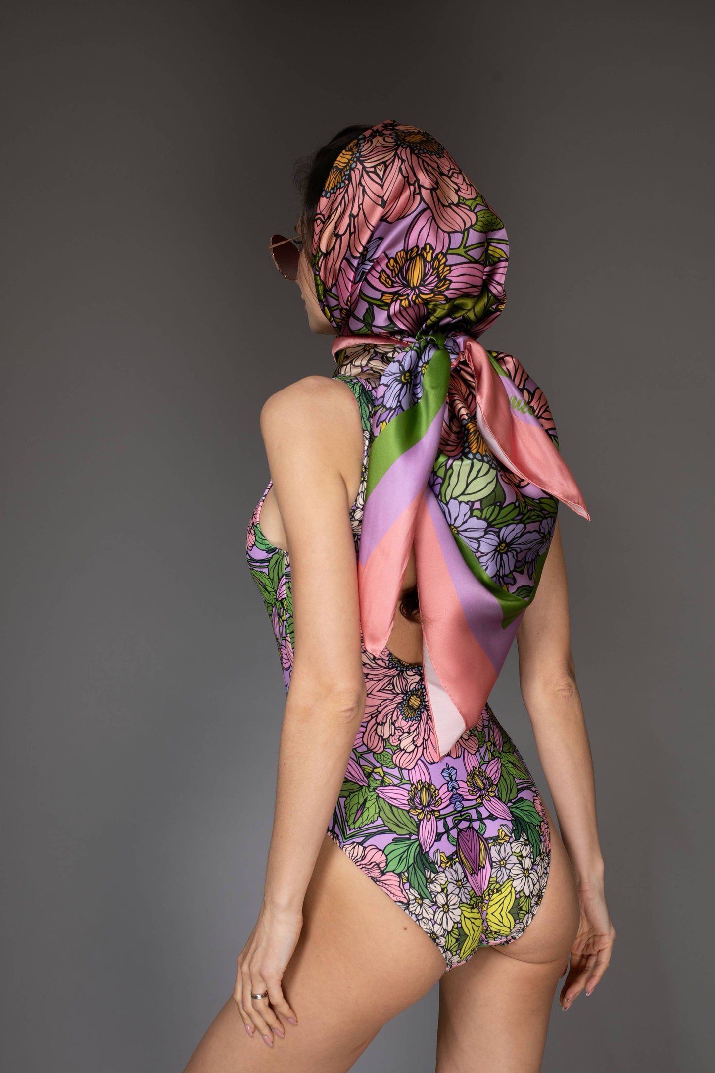 One Piece Swim - Floral Lilac