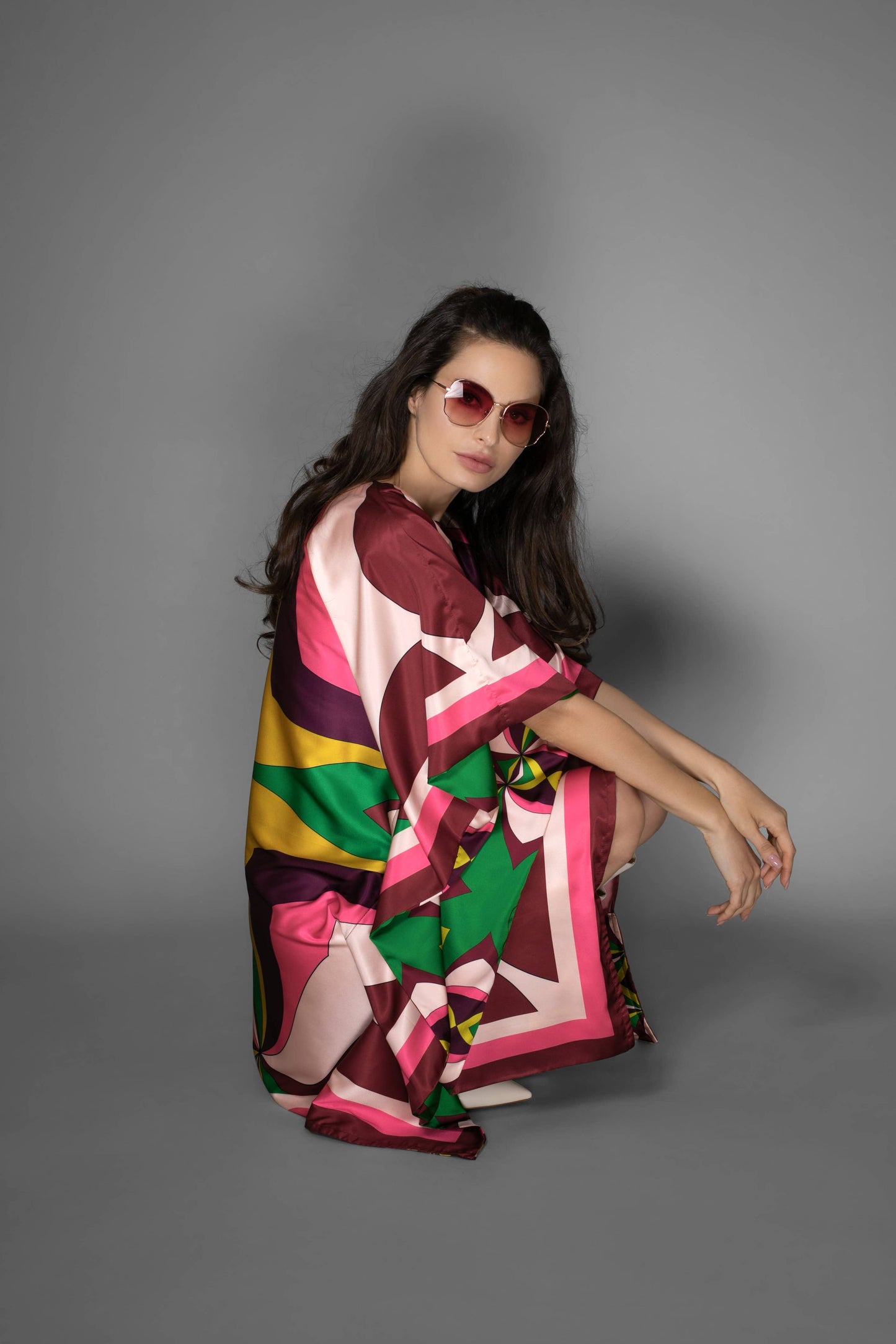 Kaftan Dress - Pink Abstract