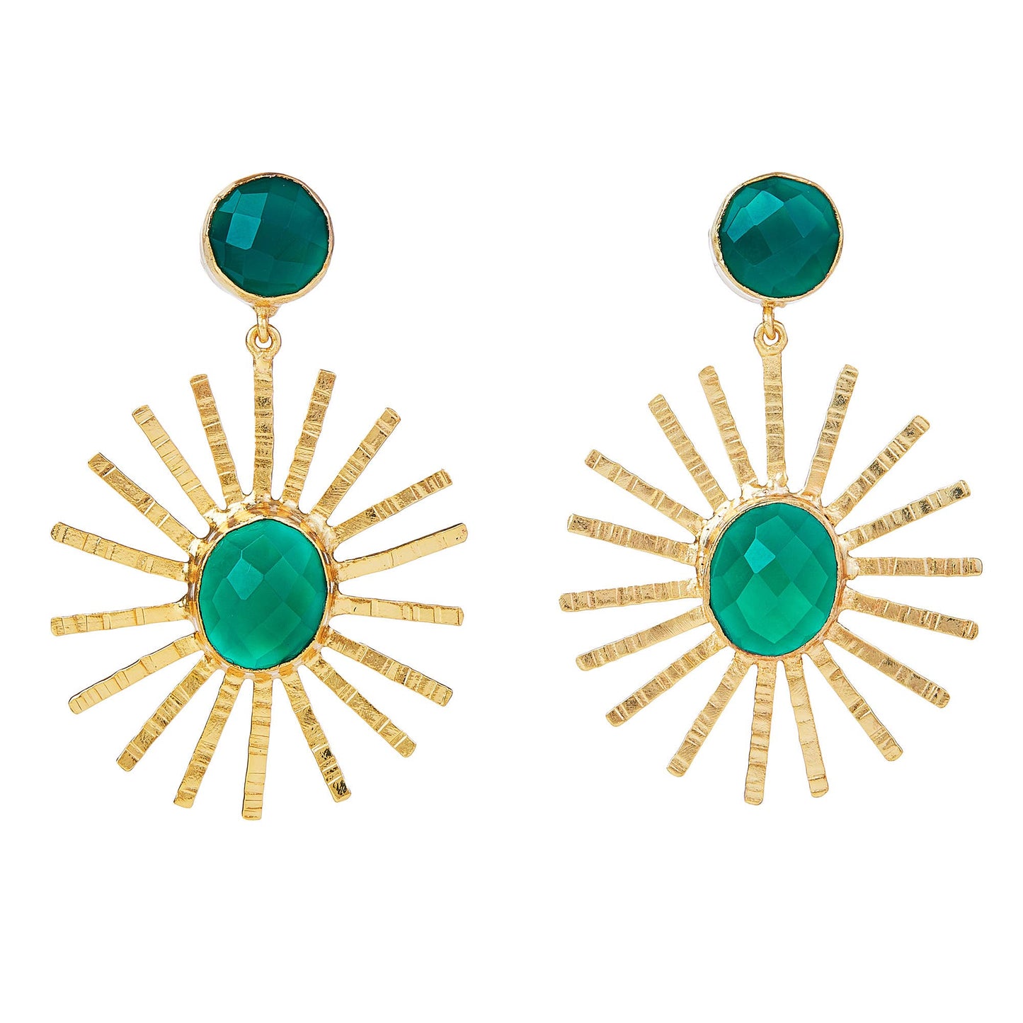 Sunburst Earrings - Green Onyx