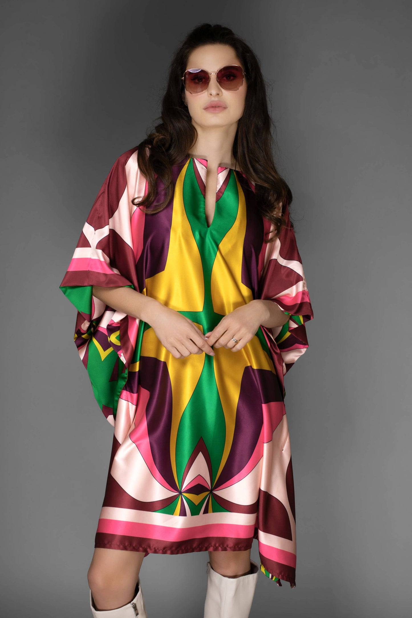 Kaftan Dress - Pink Abstract