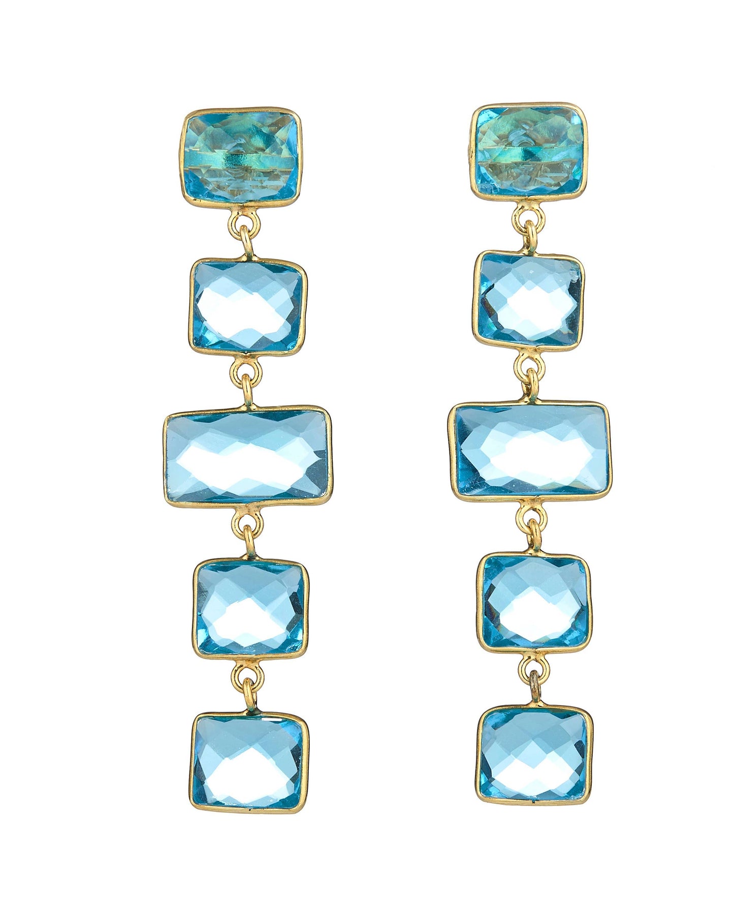 Five Drop Earrings - Blue Topaz