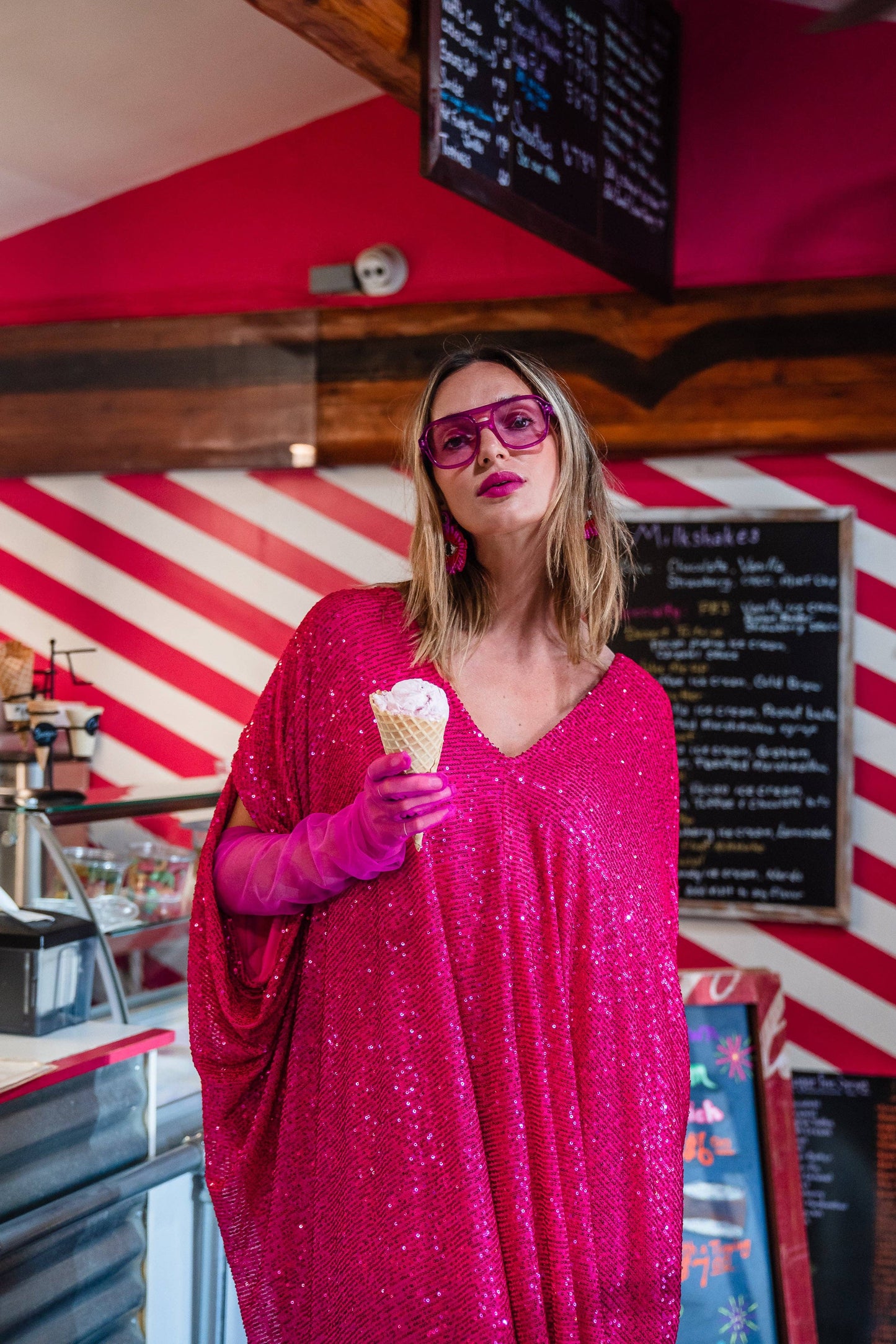 Sequin Kaftan - Flamingo