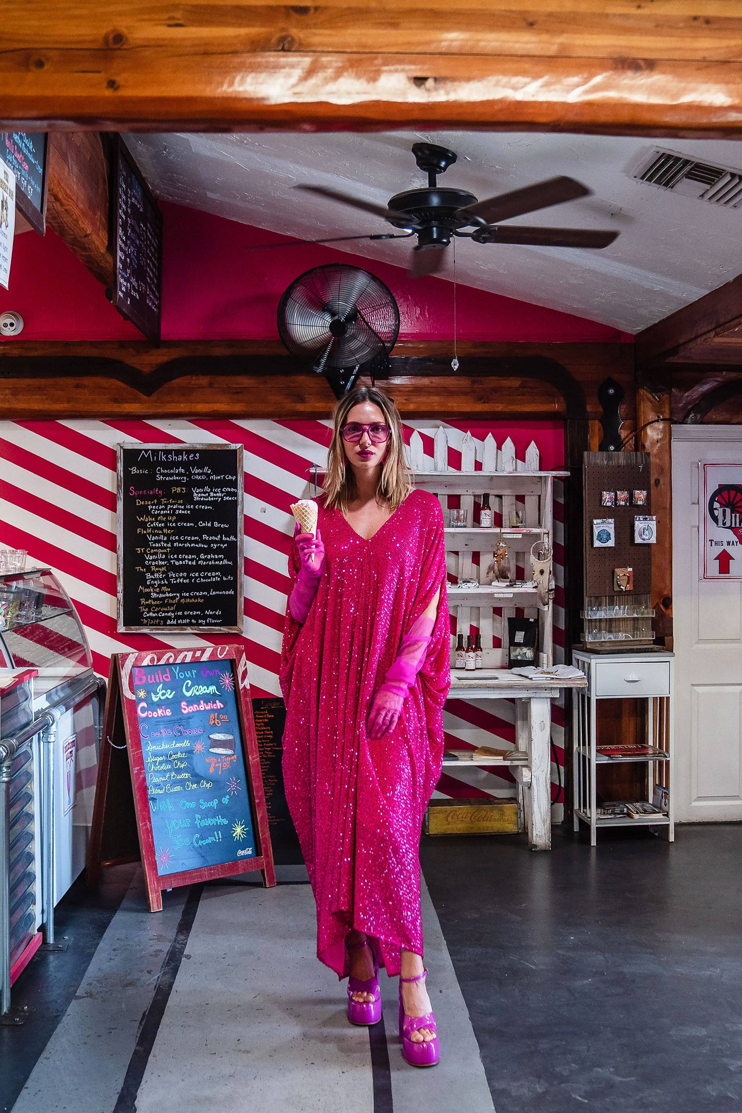Sequin Kaftan - Flamingo
