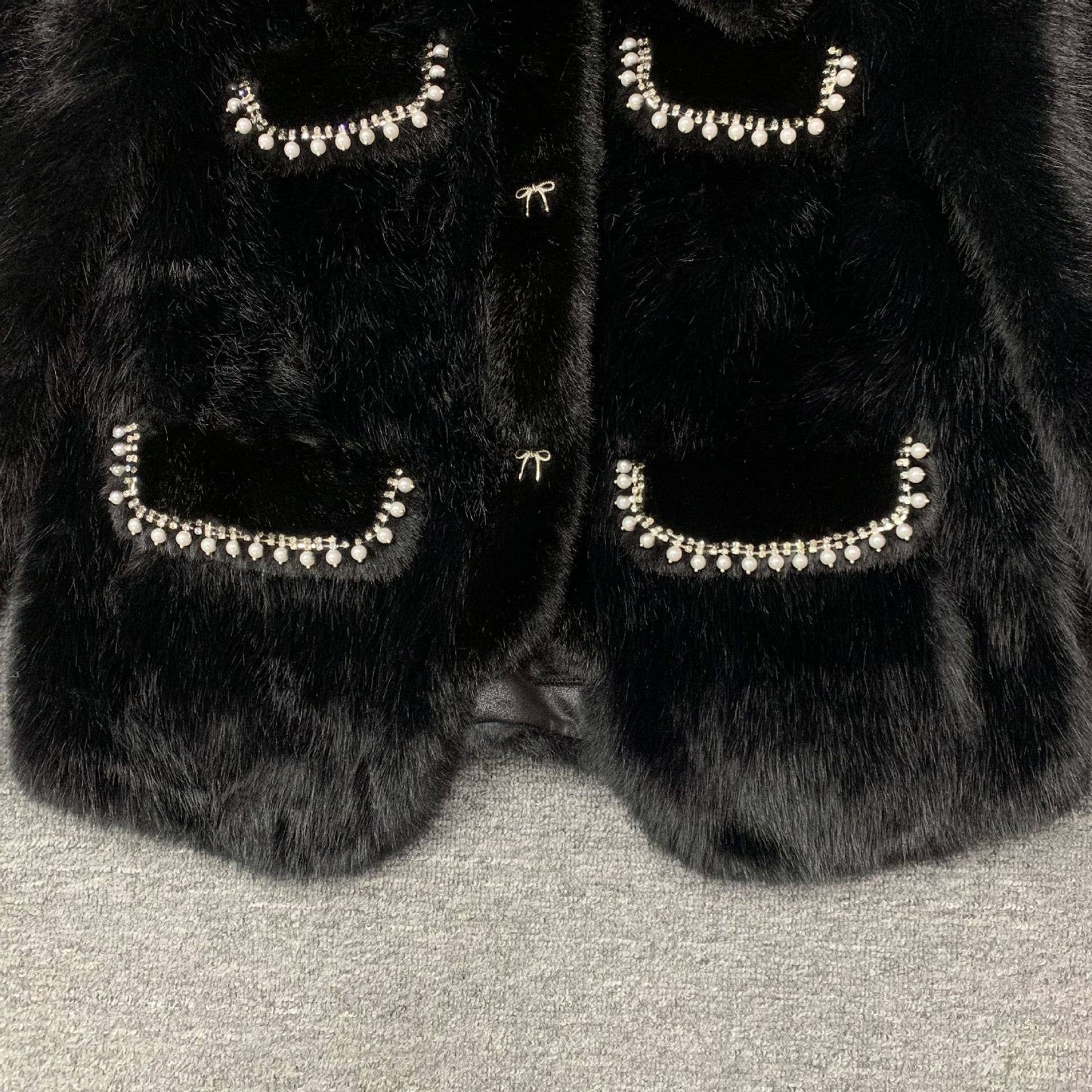 Chic Tweed & Pearl-Trim Winter Coat
