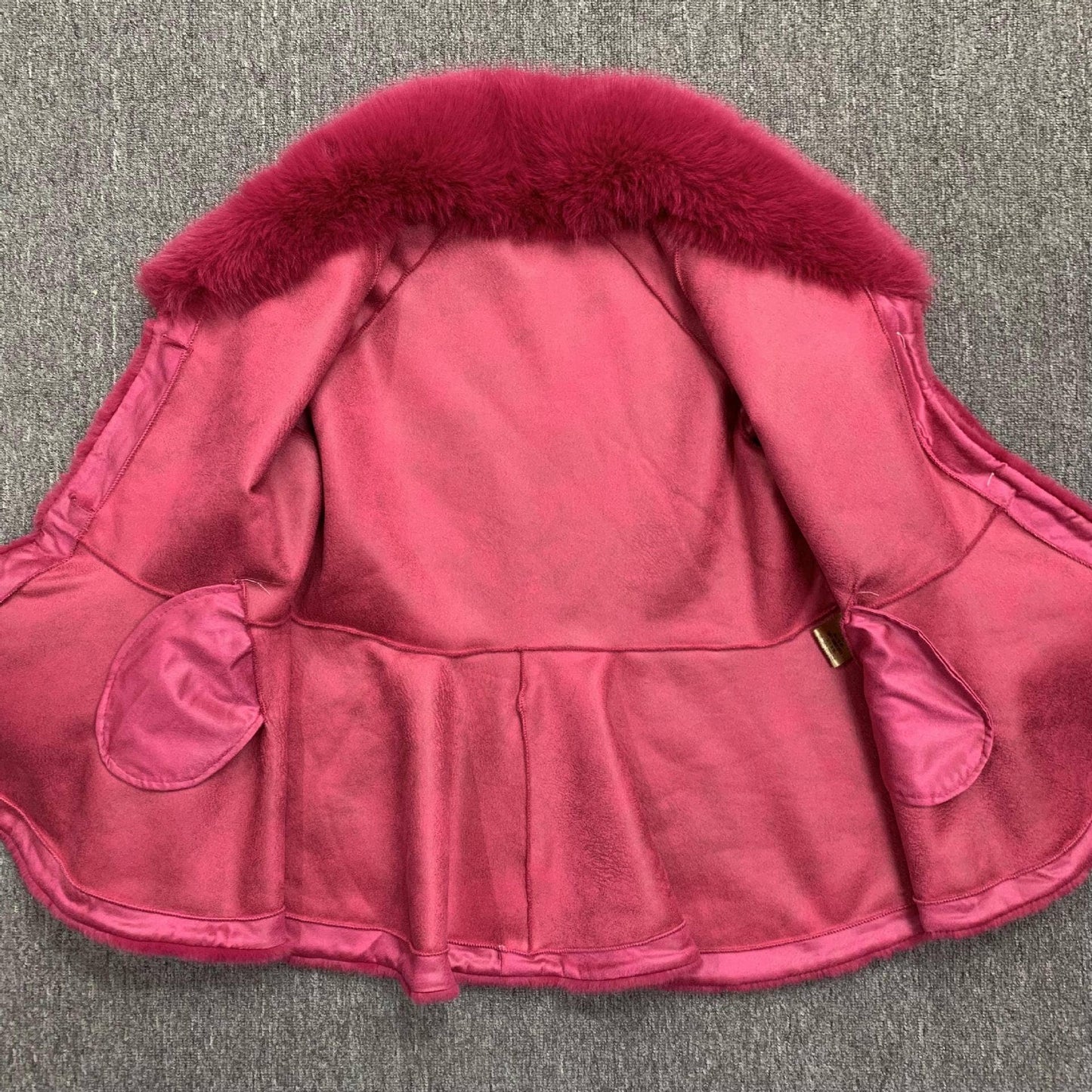 Mid-Length Faux Mink Fur Coat - Pink