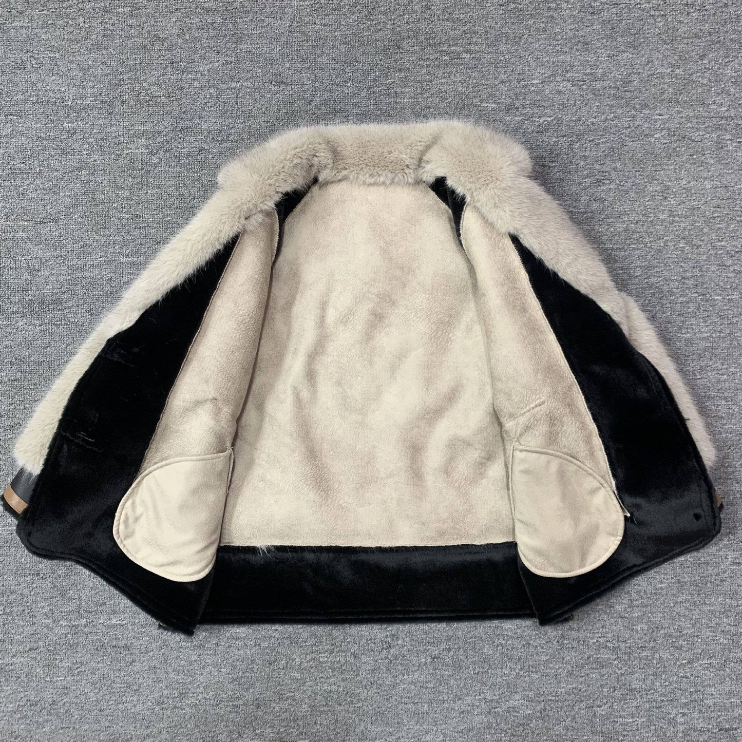 Embroidered Faux Fur Coat