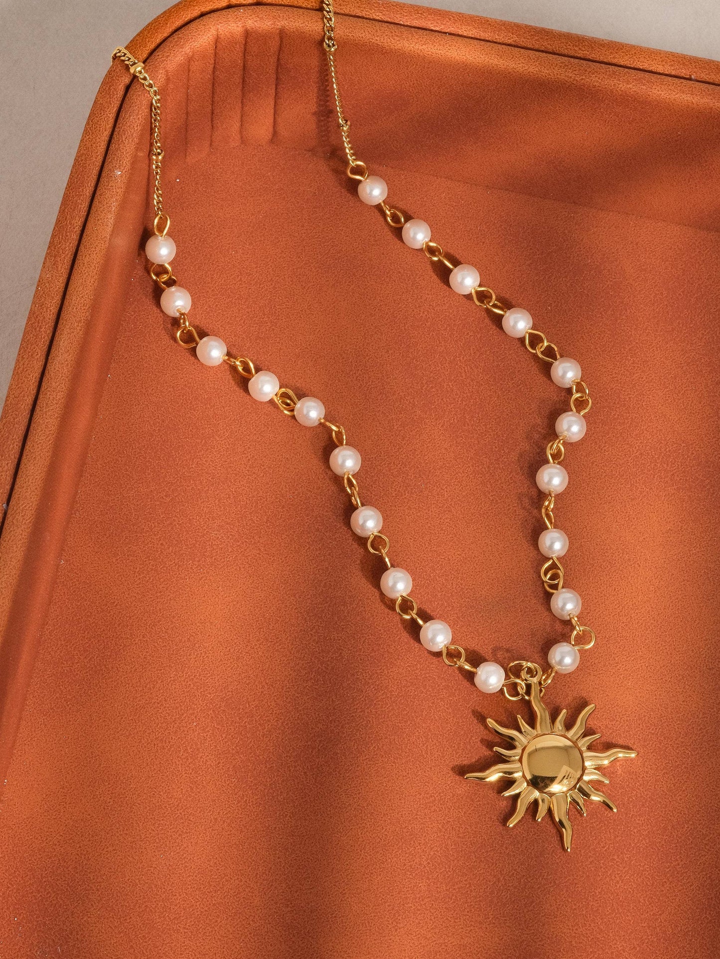 Sun Beaded Necklace-18K Gold