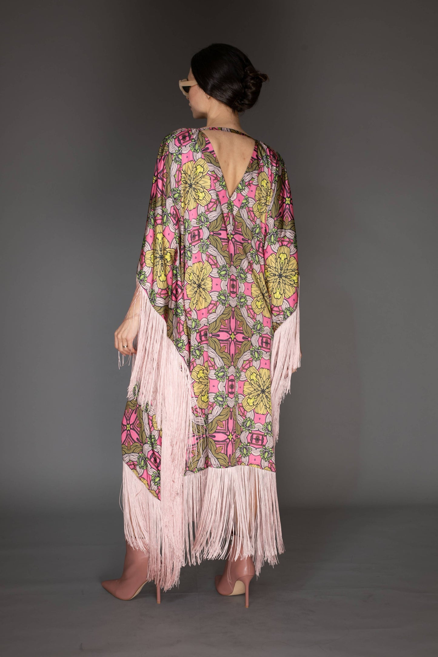 Kaftan Dress - Pink fringe