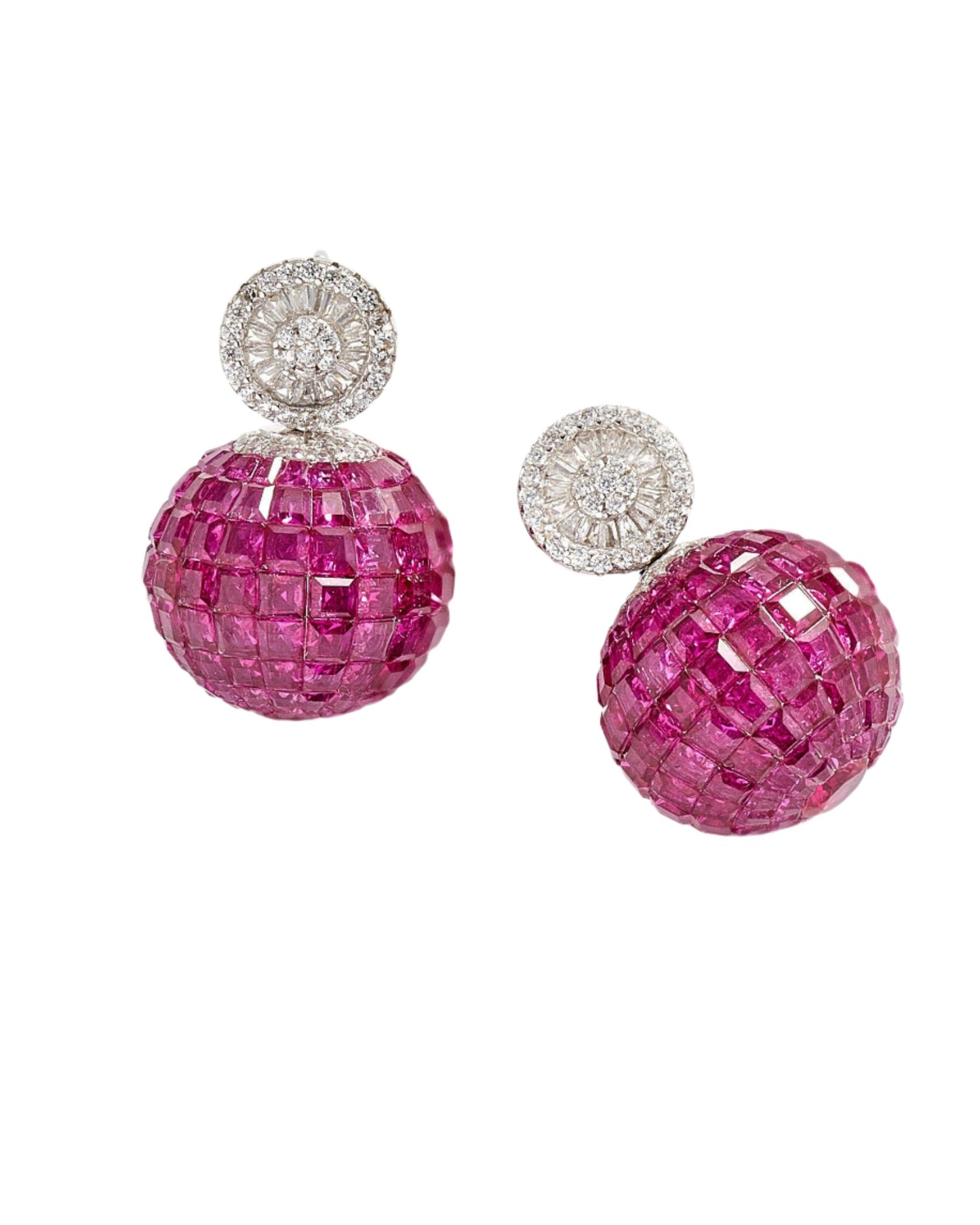 Crystal Ball Earrings - Emerald, Ruby and Sapphire
