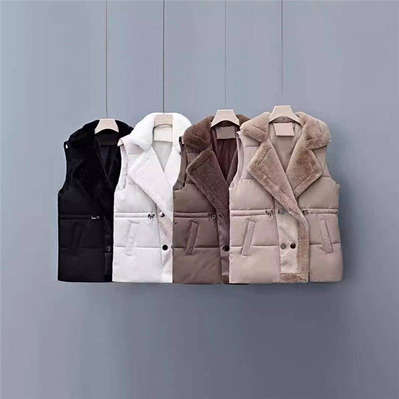 Patchwork Lamb Wool Down Vest