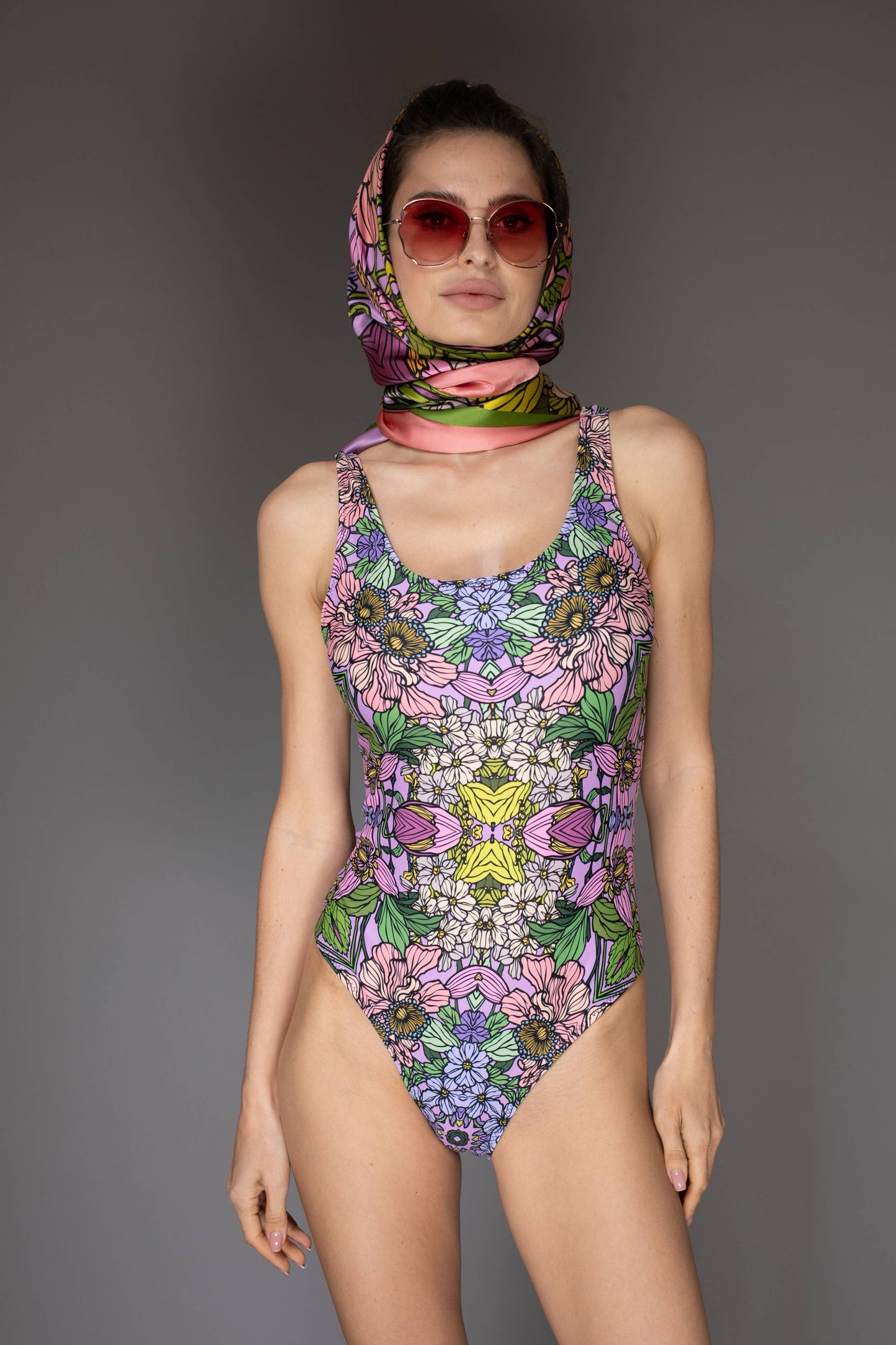 One Piece Swim - Floral Lilac