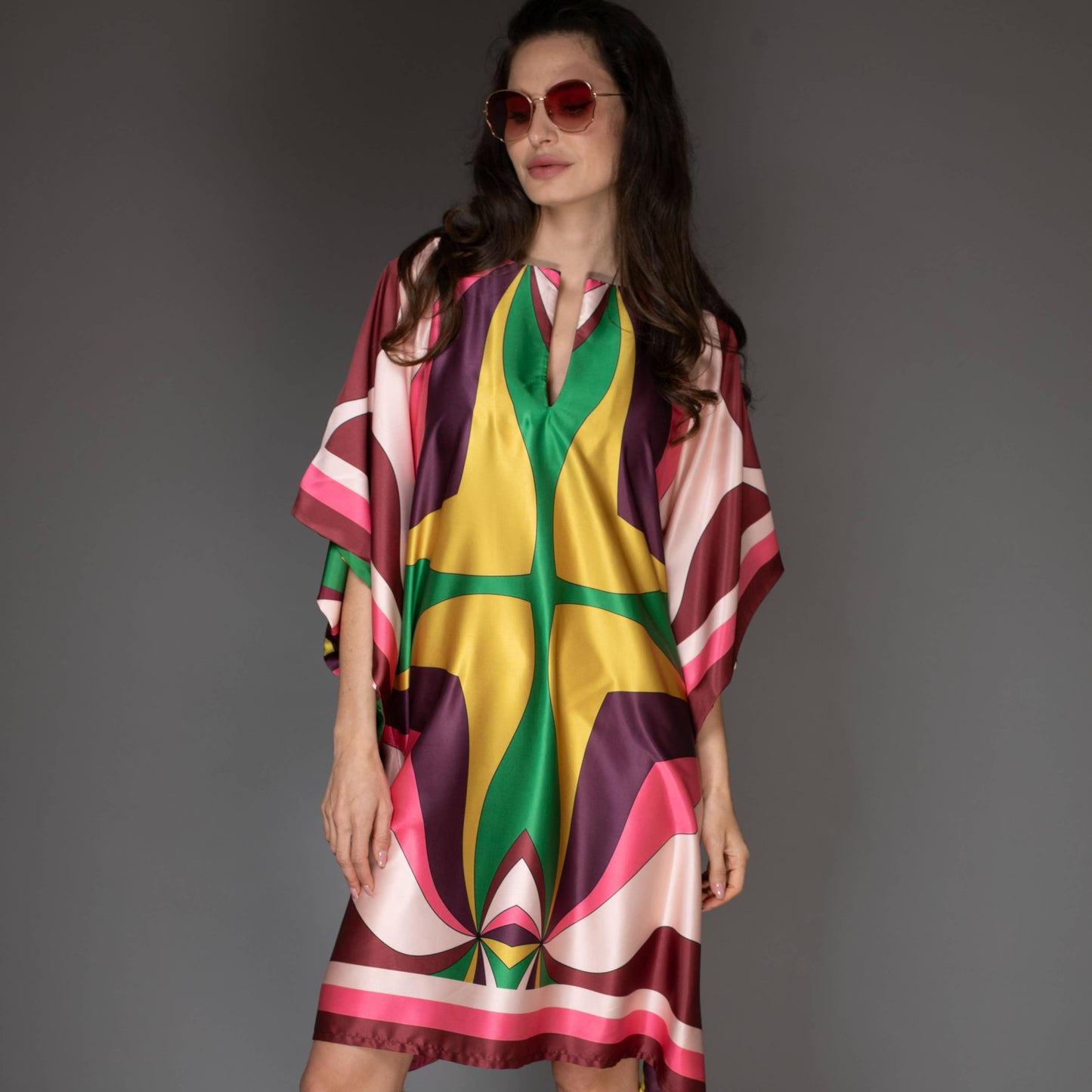 Kaftan Dress - Pink Abstract