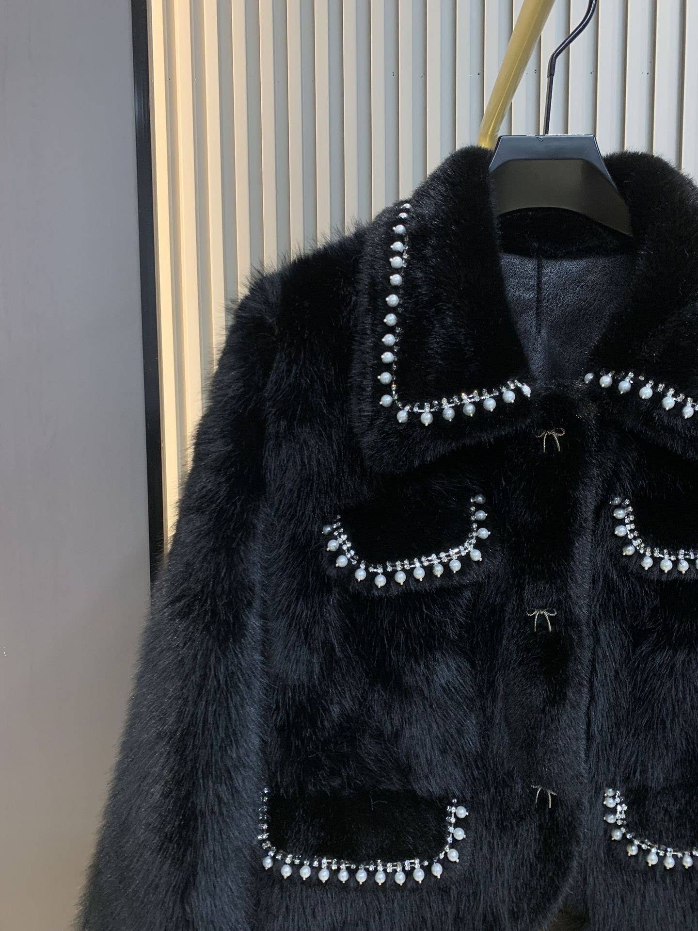 Chic Tweed & Pearl-Trim Winter Coat