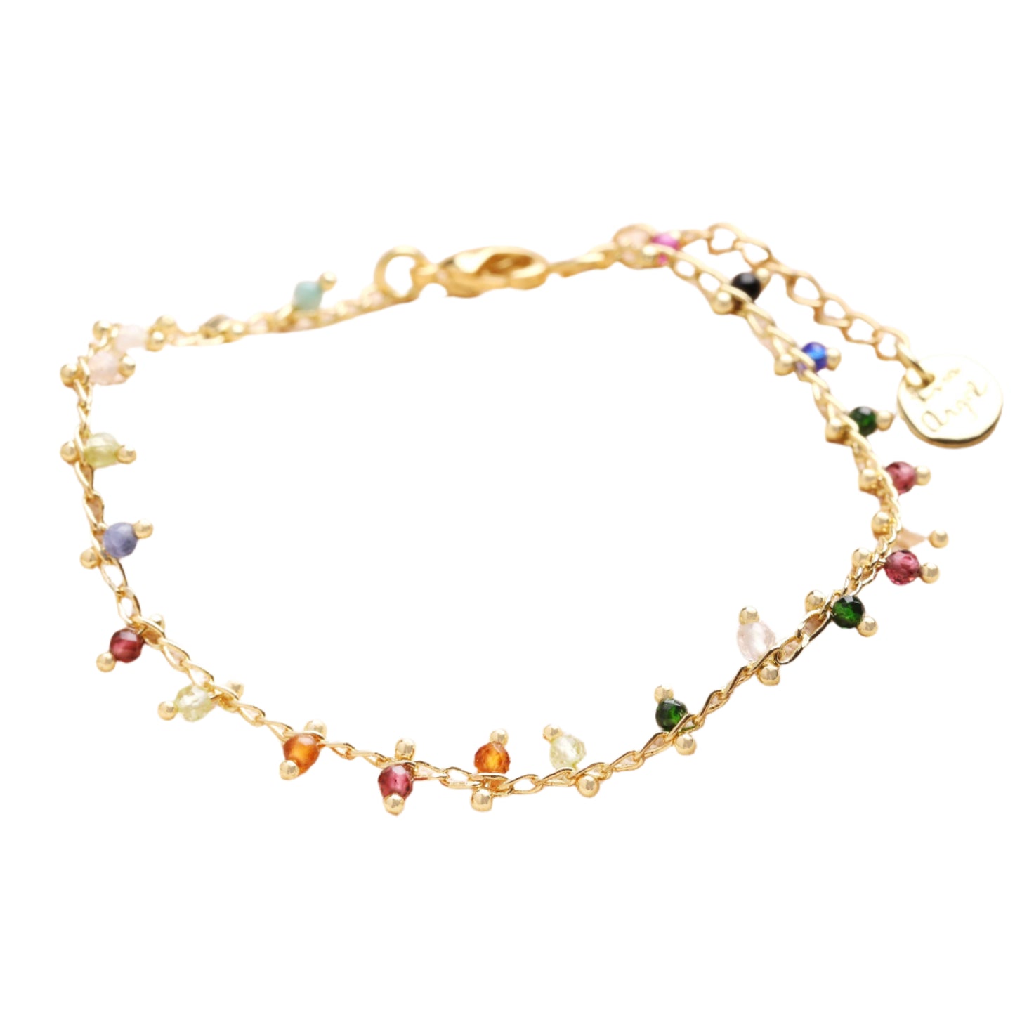 Semi-Precious Stone Tiny Droplet Bracelet - Gold