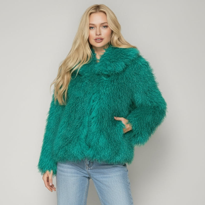 Mongolian Fur Coat - Teal